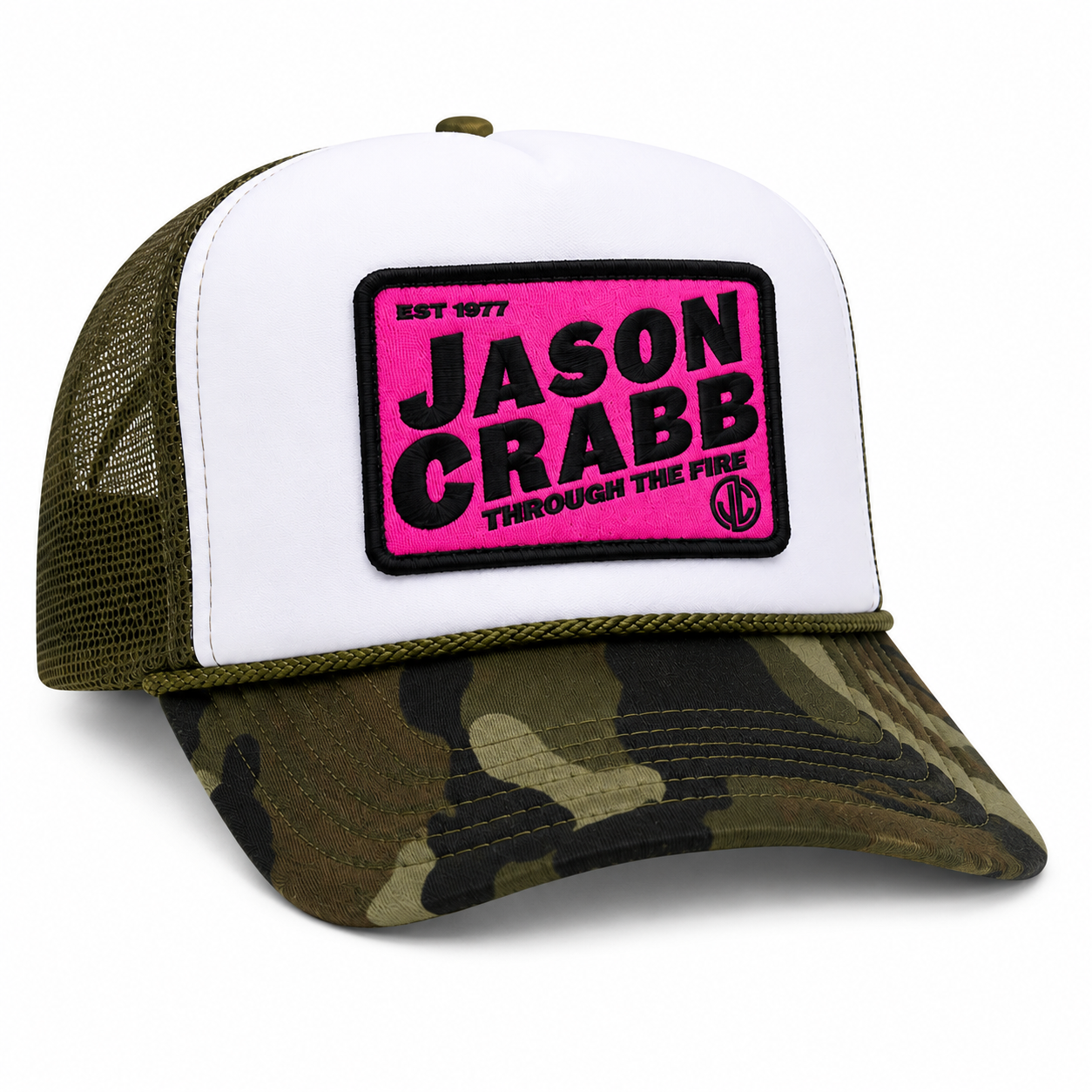 Camo and White "Through the Fire" Trucker Style Ballcap - PREORDER