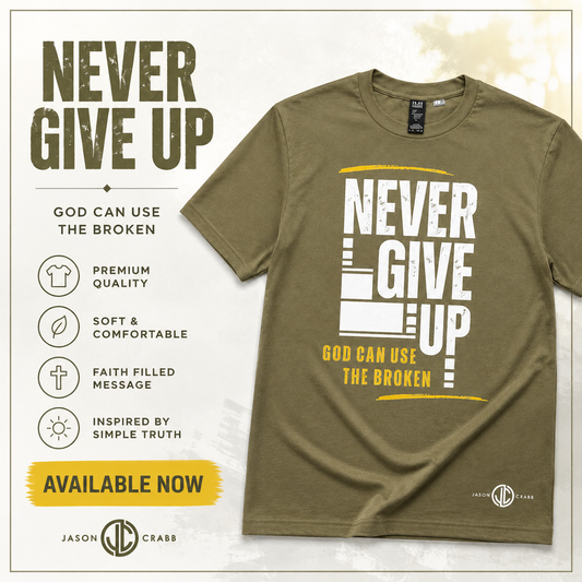 Never Give Up Military Green Frost Tee