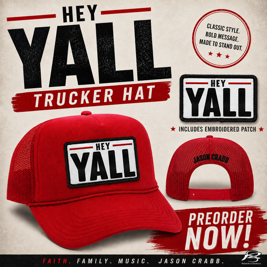 "HEY YALL" Red Trucker Style Ballcap - PREORDER